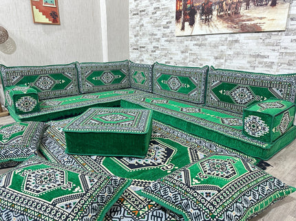 L förmiges orientalisches Sofa Set, Majlis-Sitzmöbel, Bodenkissen, Arabische Majlis, Türkisches Bode