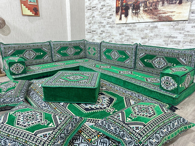 L förmiges orientalisches Sofa Set, Majlis-Sitzmöbel, Bodenkissen, Arabische Majlis, Türkisches Bode