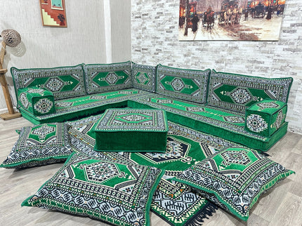 L förmiges orientalisches Sofa Set, Majlis-Sitzmöbel, Bodenkissen, Arabische Majlis, Türkisches Bode