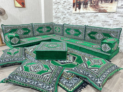 L förmiges orientalisches Sofa Set, Majlis-Sitzmöbel, Bodenkissen, Arabische Majlis, Türkisches Bode