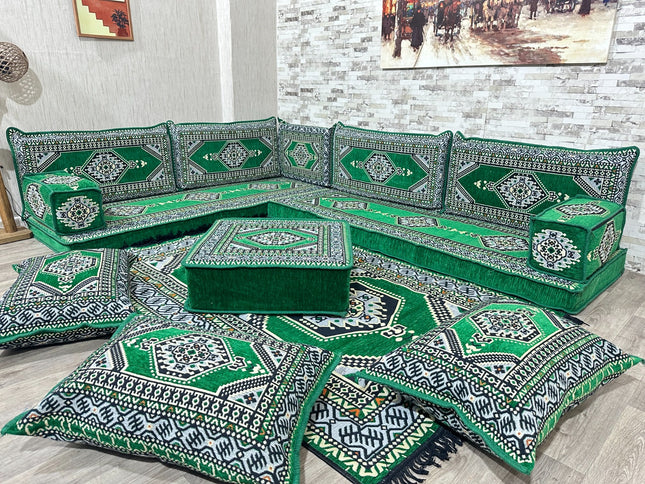 L förmiges orientalisches Sofa Set, Majlis-Sitzmöbel, Bodenkissen, Arabische Majlis, Türkisches Bode