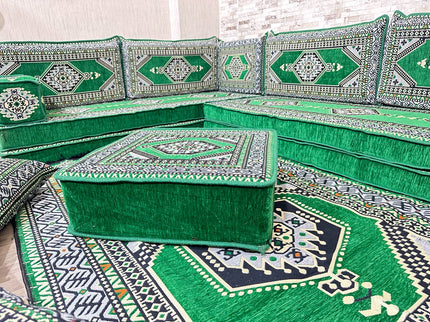 L förmiges orientalisches Sofa Set, Majlis-Sitzmöbel, Bodenkissen, Arabische Majlis, Türkisches Bode