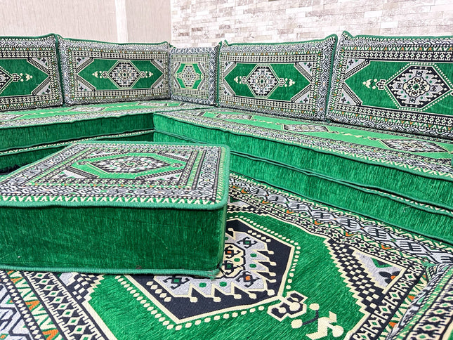 L förmiges orientalisches Sofa Set, Majlis-Sitzmöbel, Bodenkissen, Arabische Majlis, Türkisches Bode