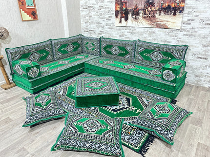 L förmiges orientalisches Sofa Set, Majlis-Sitzmöbel, Bodenkissen, Arabische Majlis, Türkisches Bode