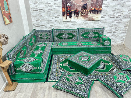 L förmiges orientalisches Sofa Set, Majlis-Sitzmöbel, Bodenkissen, Arabische Majlis, Türkisches Bode