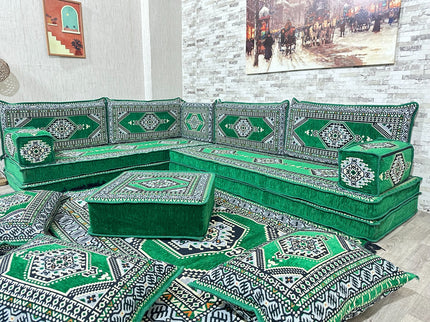 L förmiges orientalisches Sofa Set, Majlis-Sitzmöbel, Bodenkissen, Arabische Majlis, Türkisches Bode