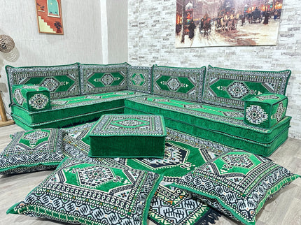 L förmiges orientalisches Sofa Set, Majlis-Sitzmöbel, Bodenkissen, Arabische Majlis, Türkisches Bode