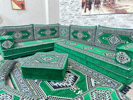 L förmiges orientalisches Sofa Set, Majlis-Sitzmöbel, Bodenkissen, Arabische Majlis, Türkisches Bode