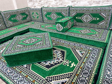 U förmiges orientalisches Sofa Set, Majlis-Sitzmöbel, Arabische Majlis, Bodenkissen, Türkisches Bode