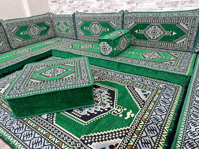 U förmiges orientalisches Sofa Set, Majlis-Sitzmöbel, Arabische Majlis, Bodenkissen, Türkisches Bode