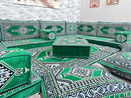 U förmiges orientalisches Sofa Set, Majlis-Sitzmöbel, Arabische Majlis, Bodenkissen, Türkisches Bode