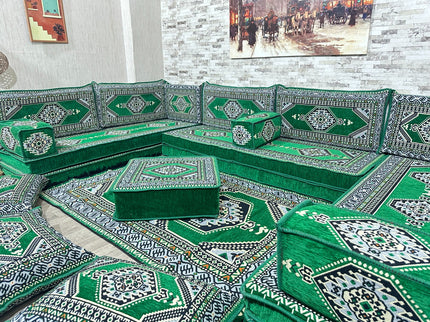 U förmiges orientalisches Sofa Set, Majlis-Sitzmöbel, Arabische Majlis, Bodenkissen, Türkisches Bode