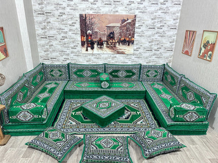U förmiges orientalisches Sofa Set, Majlis-Sitzmöbel, Arabische Majlis, Bodenkissen, Türkisches Bode