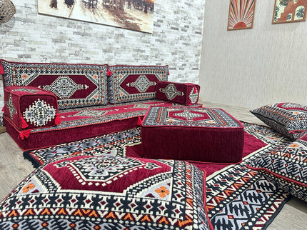 Orientalisches Sofa Set, Majlis-Sitzmöbel, Bodenkissen, Arabische Majlis, Türkisches Boden Sitzset
