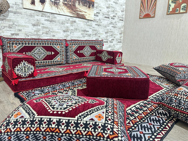 Orientalisches Sofa Set, Majlis-Sitzmöbel, Bodenkissen, Arabische Majlis, Türkisches Boden Sitzset
