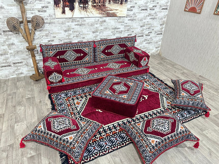 Orientalisches Sofa Set, Majlis-Sitzmöbel, Bodenkissen, Arabische Majlis, Türkisches Boden Sitzset