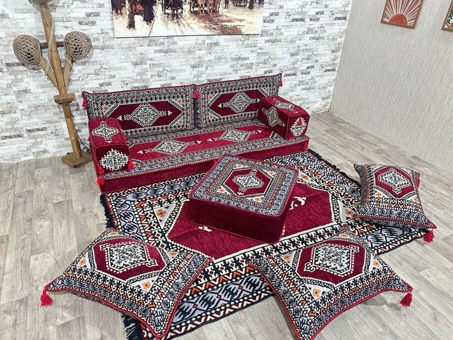 Orientalisches Sofa Set, Majlis-Sitzmöbel, Bodenkissen, Arabische Majlis, Türkisches Boden Sitzset