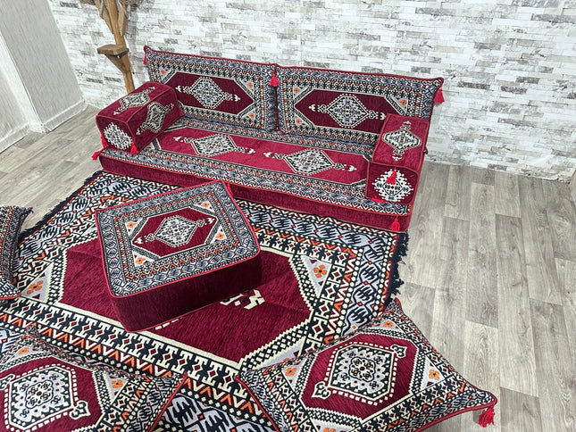 Orientalisches Sofa Set, Majlis-Sitzmöbel, Bodenkissen, Arabische Majlis, Türkisches Boden Sitzset