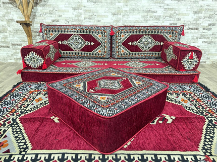 Orientalisches Sofa Set, Majlis-Sitzmöbel, Bodenkissen, Arabische Majlis, Türkisches Boden Sitzset
