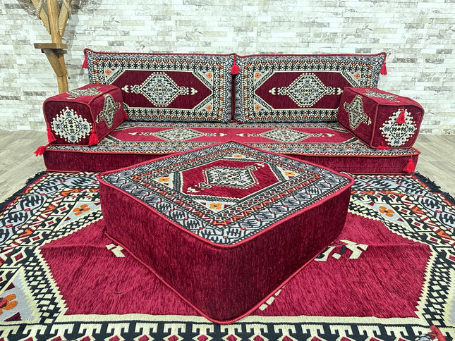 Orientalisches Sofa Set, Majlis-Sitzmöbel, Bodenkissen, Arabische Majlis, Türkisches Boden Sitzset