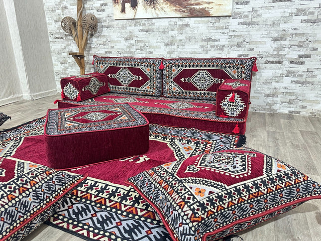 Orientalisches Sofa Set, Majlis-Sitzmöbel, Bodenkissen, Arabische Majlis, Türkisches Boden Sitzset
