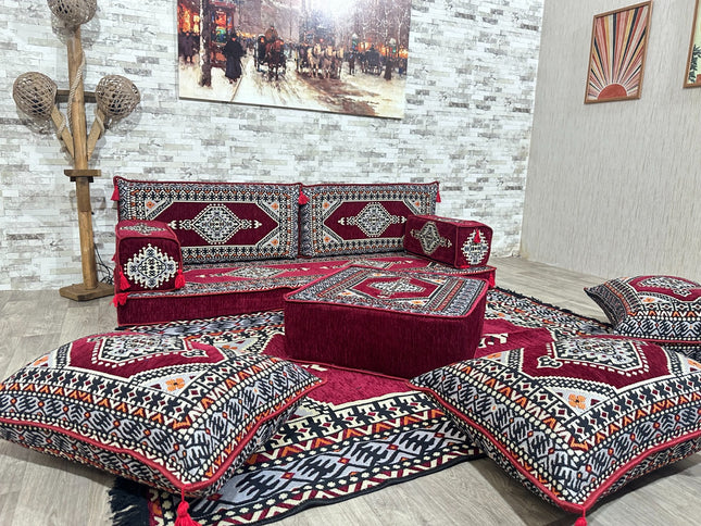 Orientalisches Sofa Set, Majlis-Sitzmöbel, Bodenkissen, Arabische Majlis, Türkisches Boden Sitzset