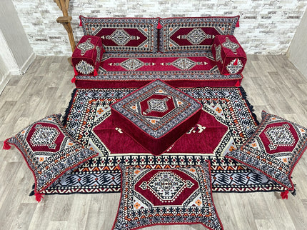 Orientalisches Sofa Set, Majlis-Sitzmöbel, Bodenkissen, Arabische Majlis, Türkisches Boden Sitzset