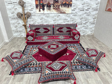 Orientalisches Sofa Set, Majlis-Sitzmöbel, Bodenkissen, Arabische Majlis, Türkisches Boden Sitzset