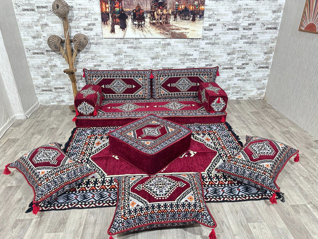 Orientalisches Sofa Set, Majlis-Sitzmöbel, Bodenkissen, Arabische Majlis, Türkisches Boden Sitzset