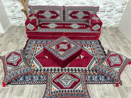 Orientalisches Sofa Set, Majlis-Sitzmöbel, Bodenkissen, Arabische Majlis, Türkisches Boden Sitzset