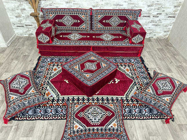 Orientalisches Sofa Set, Majlis-Sitzmöbel, Bodenkissen, Arabische Majlis, Türkisches Boden Sitzset