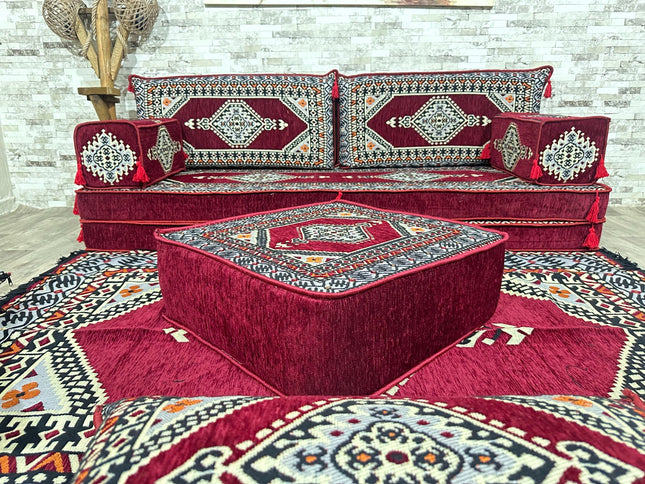 Orientalisches Sofa Set, Majlis-Sitzmöbel, Bodenkissen, Arabische Majlis, Türkisches Boden Sitzset