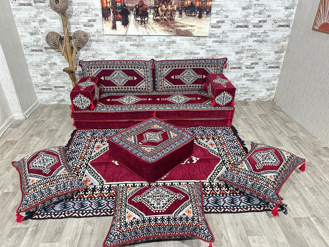 Orientalisches Sofa Set, Majlis-Sitzmöbel, Bodenkissen, Arabische Majlis, Türkisches Boden Sitzset