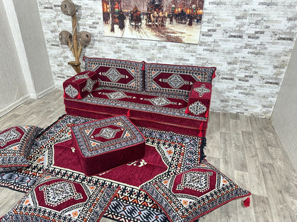 Orientalisches Sofa Set, Majlis-Sitzmöbel, Bodenkissen, Arabische Majlis, Türkisches Boden Sitzset