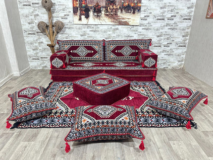 Orientalisches Sofa Set, Majlis-Sitzmöbel, Bodenkissen, Arabische Majlis, Türkisches Boden Sitzset