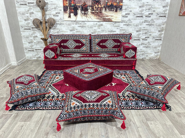 Orientalisches Sofa Set, Majlis-Sitzmöbel, Bodenkissen, Arabische Majlis, Türkisches Boden Sitzset