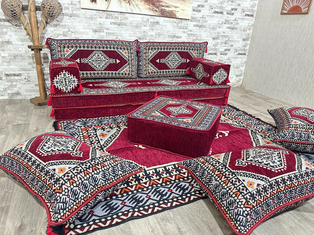 Orientalisches Sofa Set, Majlis-Sitzmöbel, Bodenkissen, Arabische Majlis, Türkisches Boden Sitzset