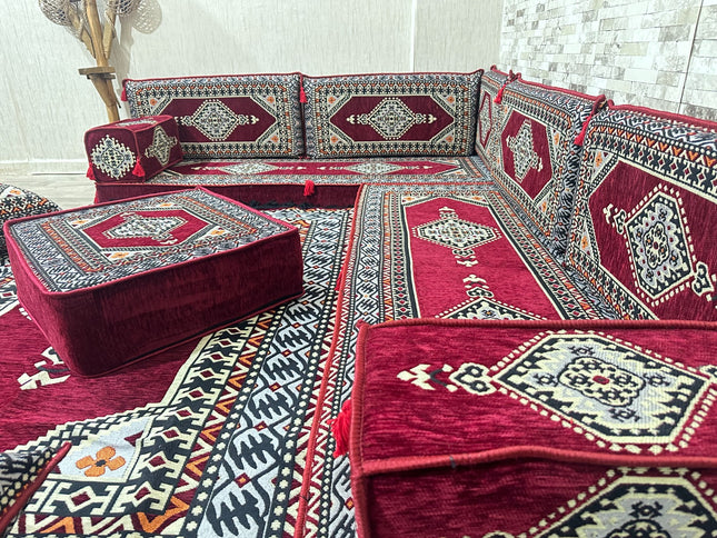 L förmiges orientalisches Sofa Set, Majlis-Sitzmöbel, Bodenkissen, Arabische Majlis, Türkisches Bode