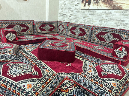 L förmiges orientalisches Sofa Set, Majlis-Sitzmöbel, Bodenkissen, Arabische Majlis, Türkisches Bode