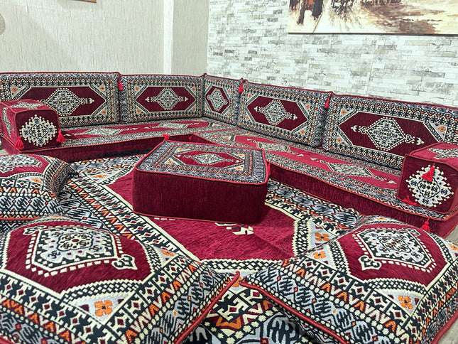 L förmiges orientalisches Sofa Set, Majlis-Sitzmöbel, Bodenkissen, Arabische Majlis, Türkisches Bode