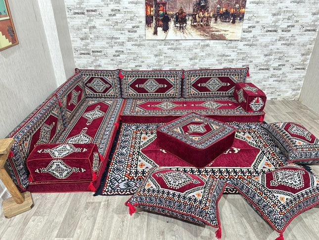 L förmiges orientalisches Sofa Set, Majlis-Sitzmöbel, Bodenkissen, Arabische Majlis, Türkisches Bode
