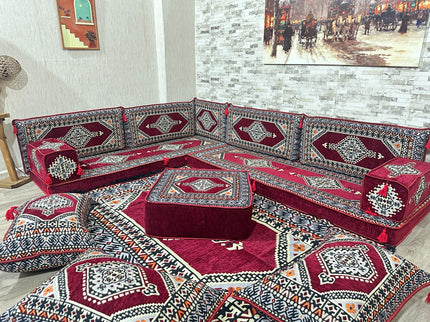 L förmiges orientalisches Sofa Set, Majlis-Sitzmöbel, Bodenkissen, Arabische Majlis, Türkisches Bode