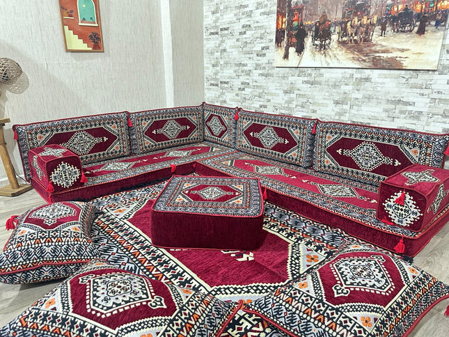 L förmiges orientalisches Sofa Set, Majlis-Sitzmöbel, Bodenkissen, Arabische Majlis, Türkisches Bode