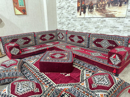 L förmiges orientalisches Sofa Set, Majlis-Sitzmöbel, Bodenkissen, Arabische Majlis, Türkisches Bode