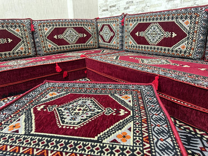 L förmiges orientalisches Sofa Set, Majlis-Sitzmöbel, Bodenkissen, Arabische Majlis, Türkisches Bode
