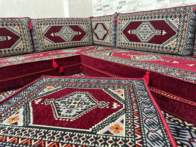 L förmiges orientalisches Sofa Set, Majlis-Sitzmöbel, Bodenkissen, Arabische Majlis, Türkisches Bode