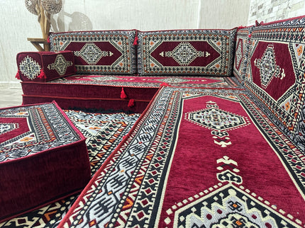 L förmiges orientalisches Sofa Set, Majlis-Sitzmöbel, Bodenkissen, Arabische Majlis, Türkisches Bode