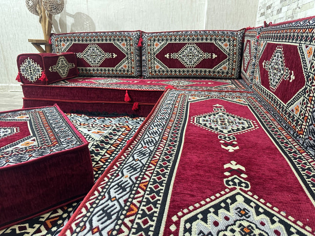 L förmiges orientalisches Sofa Set, Majlis-Sitzmöbel, Bodenkissen, Arabische Majlis, Türkisches Bode