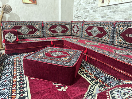 L förmiges orientalisches Sofa Set, Majlis-Sitzmöbel, Bodenkissen, Arabische Majlis, Türkisches Bode