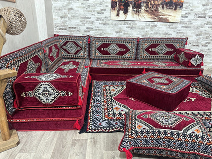 L förmiges orientalisches Sofa Set, Majlis-Sitzmöbel, Bodenkissen, Arabische Majlis, Türkisches Bode